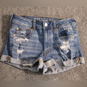 American Eagle Outfitters Distressed Blue Jean Shorts